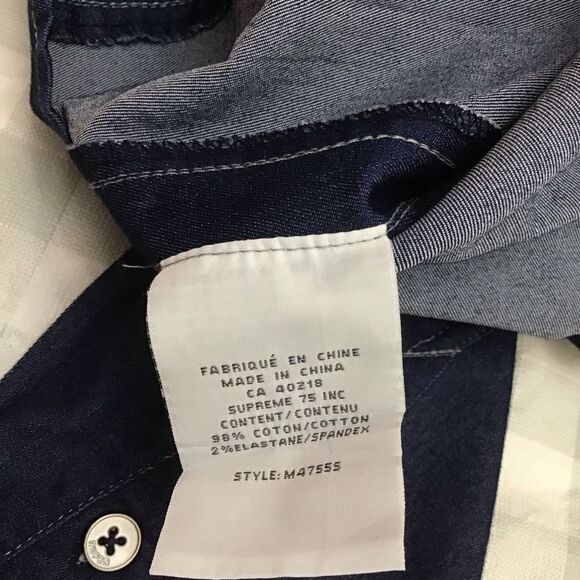 RUFEN Men’s XXL Embroidered Denim Button Down Shirt | Cotton Stretch Long Sleeve - Picture 12 of 16